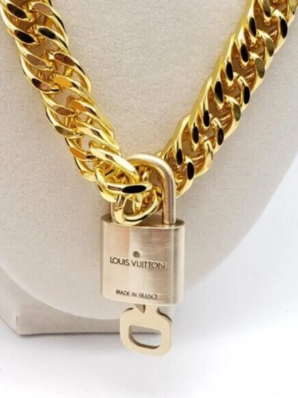 Gold-Plated Necklace with Authentic Louis Vuitton Padlock